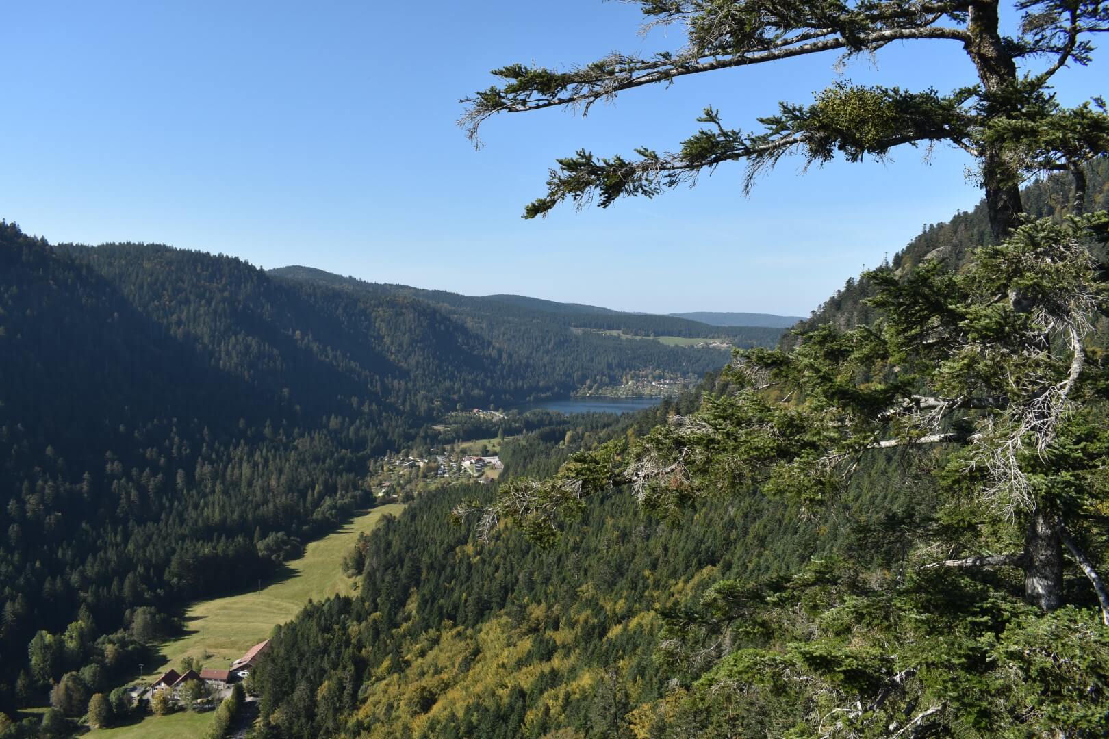 On voit le lac de Longemer depuis la roche du du diable